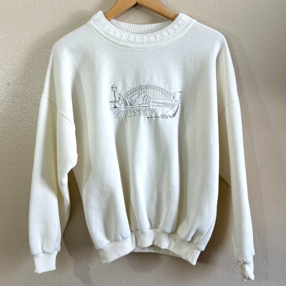 Kangroo Vtg 90s Cream Oversized Pullover Sweatshirt Sweater - Picture 2 of 7